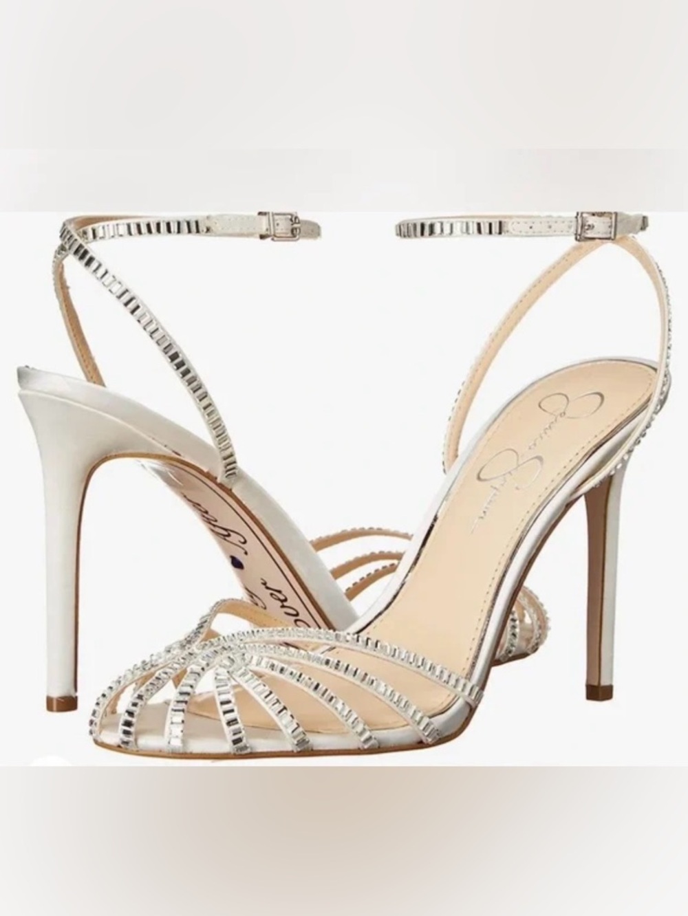Jessica Simpson Silver Strappy High Heel Sandals wedding shoes